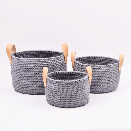 Ribbon Mand met Leder Handvat in 3 Maten
2