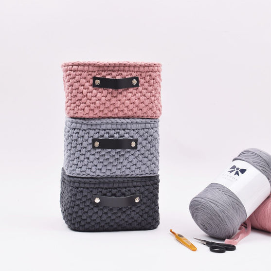 Bewaarmandje met leren bodem - Vierkant - Klein
3