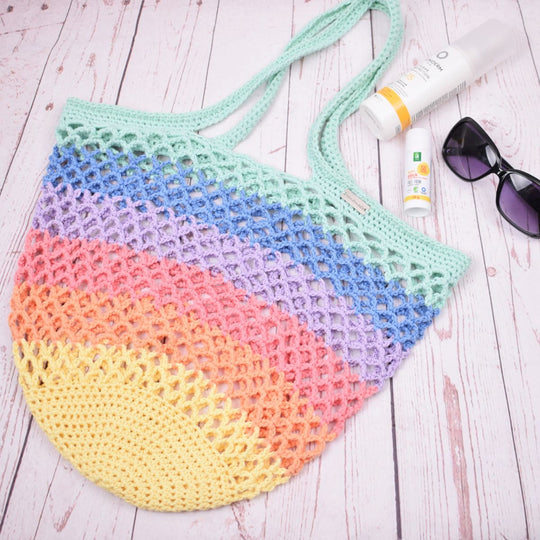 Strandtas - Pastel regenboog