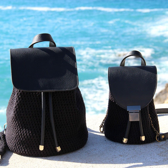 Tas Flap met magnetische knoop - Zwart/Brons - Go Handmade
3