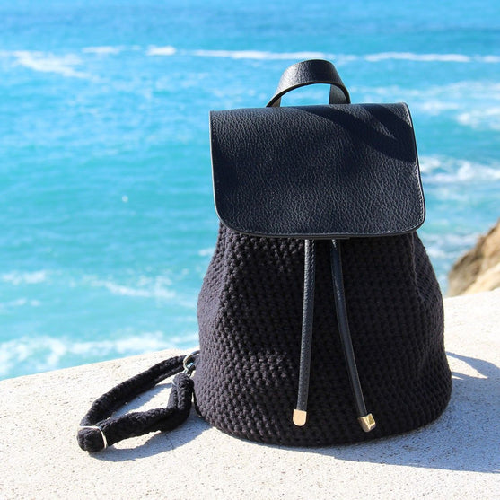 Tas Flap met magnetische knoop - Black/Silver - Go Handmade
2