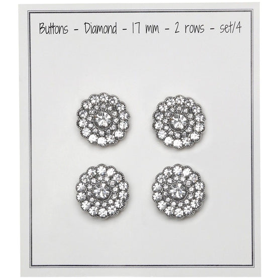 Bling Knopen - Kleine steentjes - Zilver - 4 stk. - Go Handmade
2