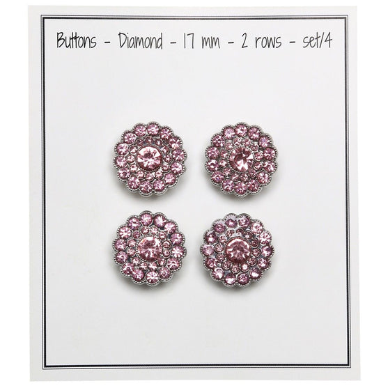 Bling Knopen - Kleine steentjes - Pink - 4 stk. - Go Handmade
3