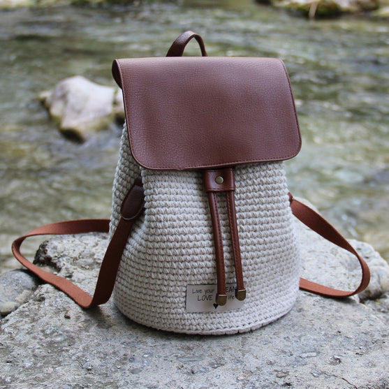 Tas Flap met magnetische knoop - Bruin/Brons - Go Handmade
2