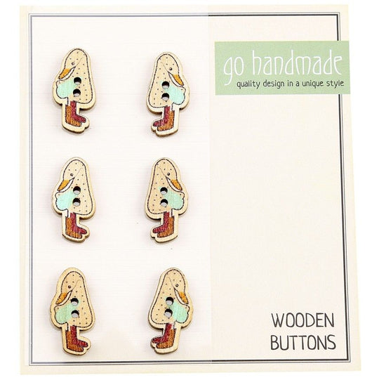 Houten knopen - Eend Dotti - 6 stuks, 20 mm - Go Handmade