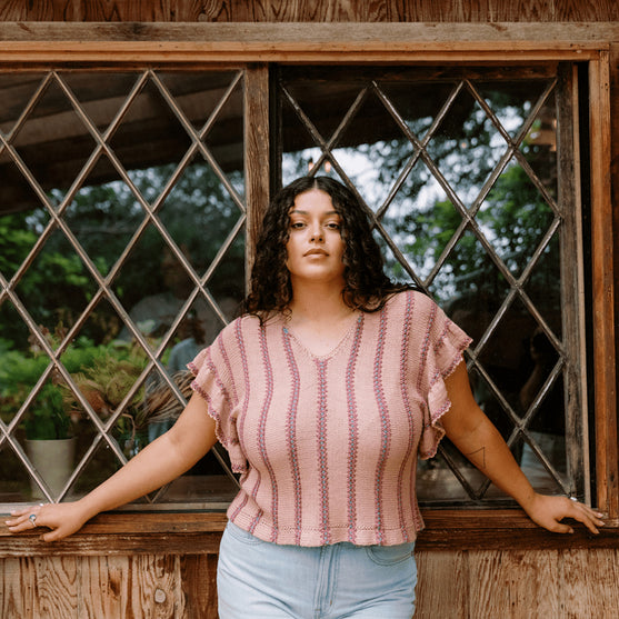 Dalle de Verre - Shirt met Ruches Mouwen
1