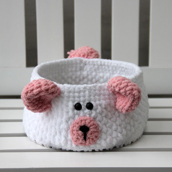 Teddy Basket met PU lederen basis
2