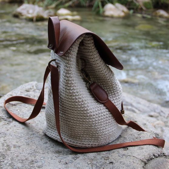 Tas Flap met magnetische knoop - Bruin/Brons - Go Handmade
7