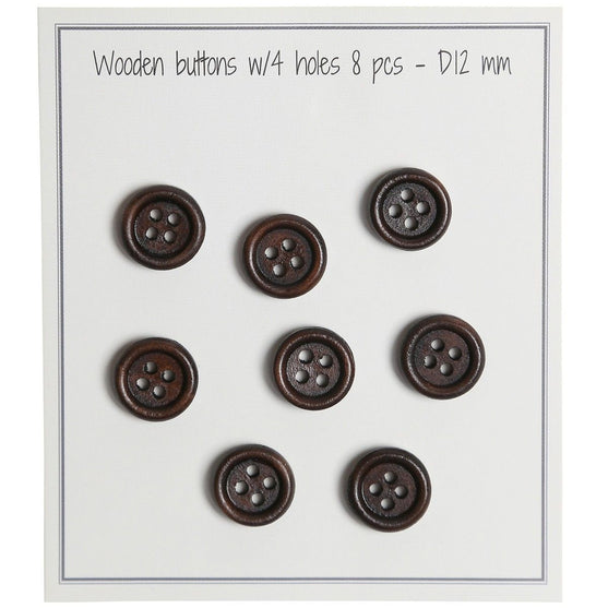 Houten knopen - Round Groove - Donker - 8 stuks - Go Handmade
4