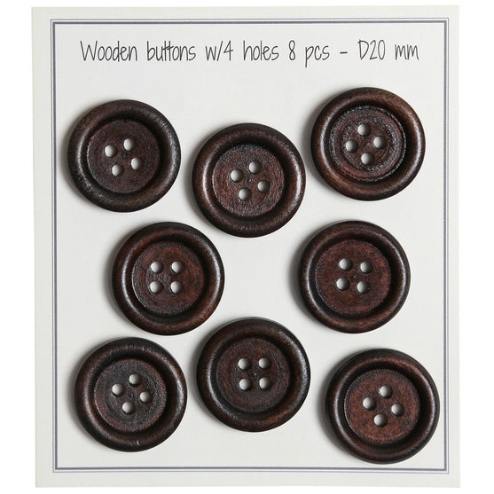 Houten knopen - Round Groove - Donker - 8 stuks - Go Handmade
3