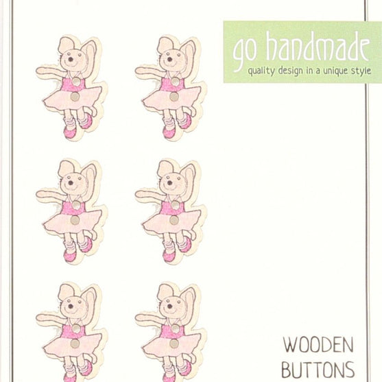 Houten Knopen - Muis Emily - 6 stuks - Go Handmade
1
