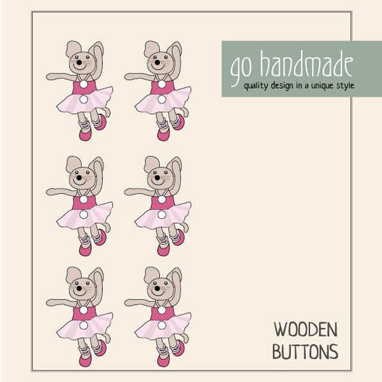 Houten Knopen - Muis Emily - 6 stuks - Go Handmade
2
