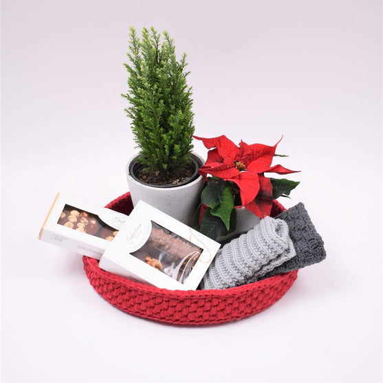 Decoratiemanden met ronde leren bodem - Kerst
6