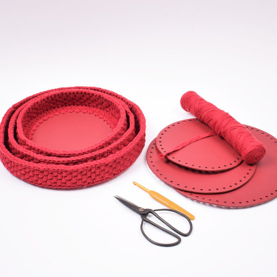 Decoratiemanden met ronde leren bodem - Kerst
8