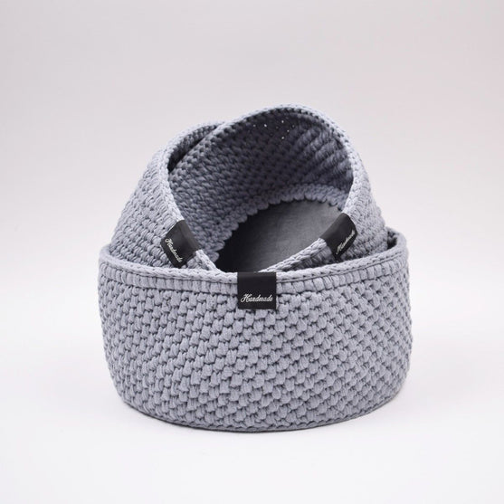 Ribbon manden met ronde leren bodem – Klassiek
5