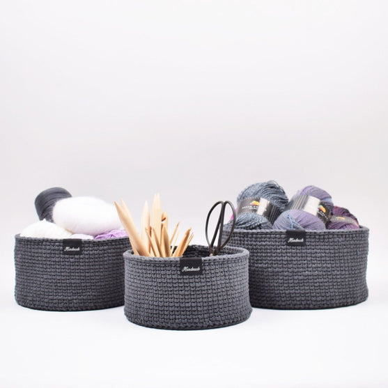 Ribbon Mand met ronde leren bodem – Knit Stitch
4