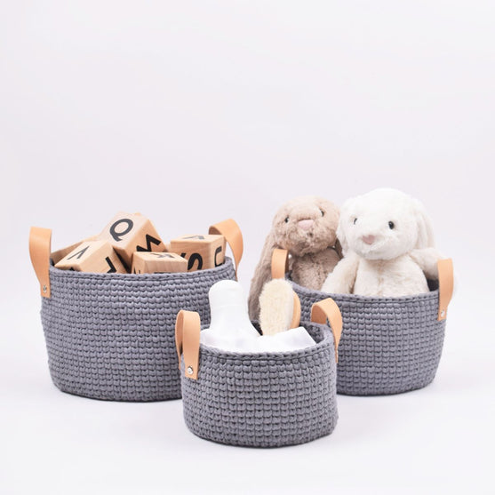 

Ribbon Mand met Leder Handvat in 3 Maten
3