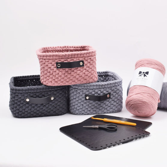 

Bewaarmandje met leren bodem - Vierkant - Klein
1