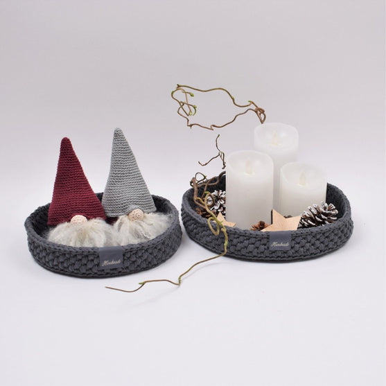 

Decoratiemanden met ronde leren bodem - Kerst
5
