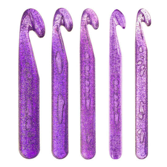 Glitter haaknaaldenset - 5 maten - Hobbii