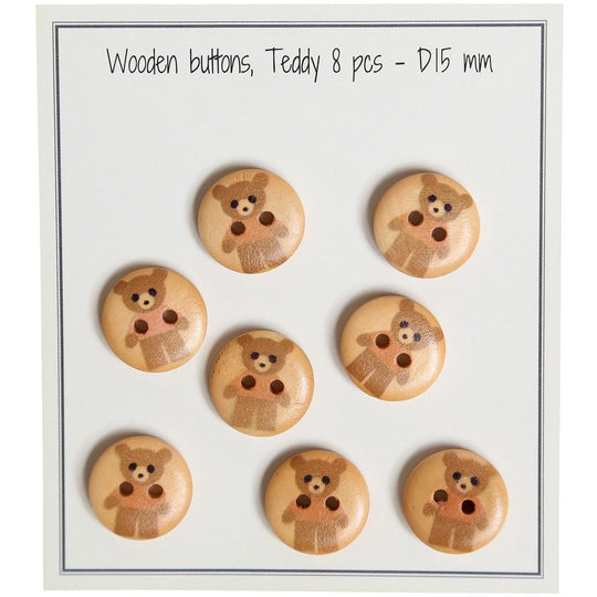 Houten knopen, Teddy - Go Handmade