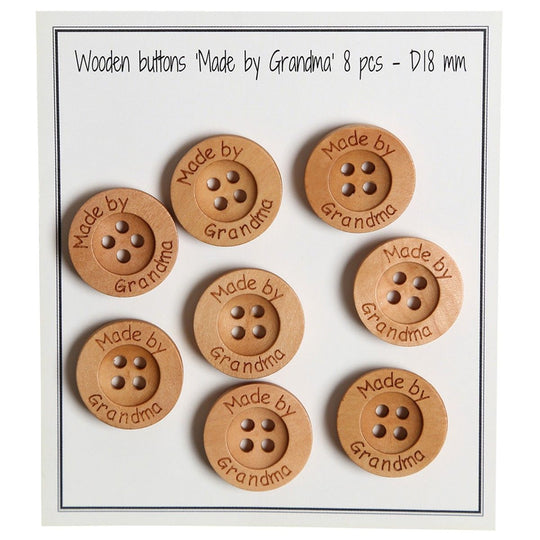 Houten knopen - Made by Grandma  - 18 mm - Go Handmade