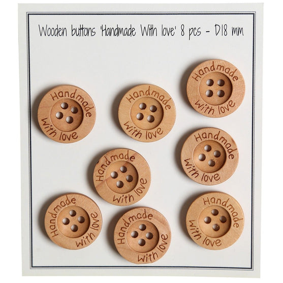 

Houten knopen - Handmade with Love - 18 mm - Go Handmade
1