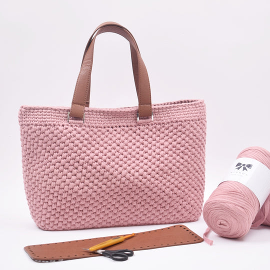 Shopper met leren bodem - Small