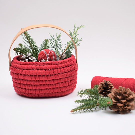 Ribbon Kerstmand met leren hengsel