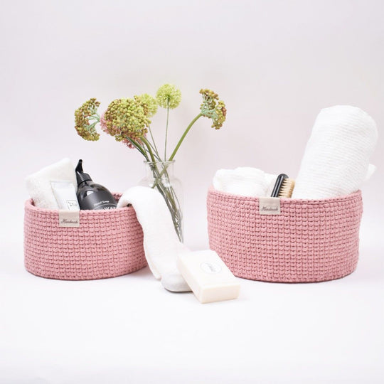 Ribbon Mand met ronde leren bodem – Knit Stitch